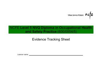 Evidence Tracking Sheet - NCFE