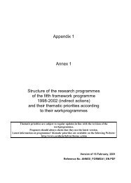 Appendix 1 Annex 1 Structure of the research programmes of the ...