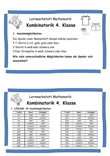 Kombinatorik 4. Klasse - SINUS an Grundschulen