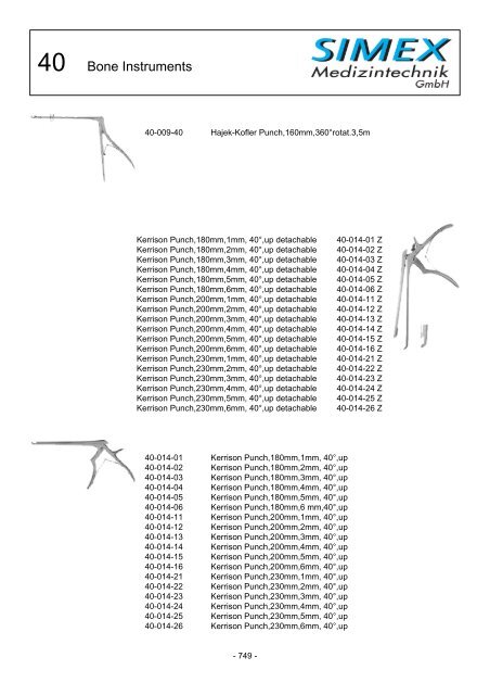 SIMEX Medizintechnik GmbH Product Catalogue