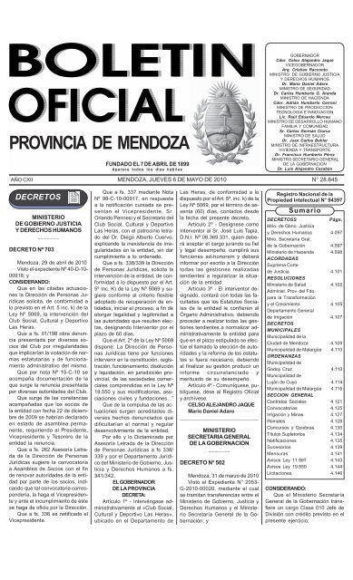 PROVINCIA DE MENDOZA - Gobierno de Mendoza