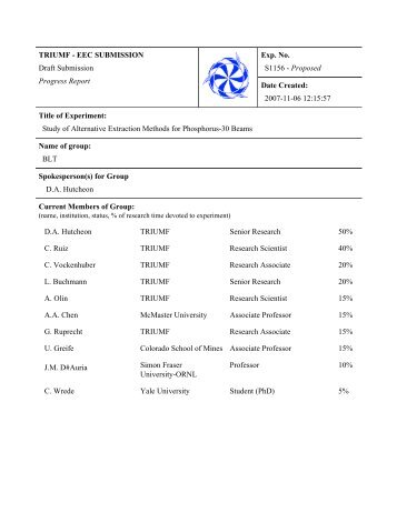 S1156 Research Proposal (PDF) - dragon - Triumf