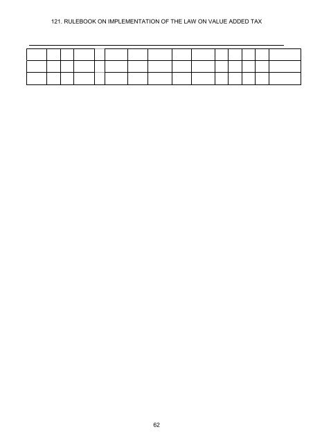 121. rulebook on implementation of the law on value added tax