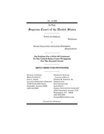Petitioner's reply brief filed with U.S. Supreme Court - Alliance ...