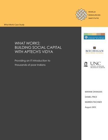 What Works Case Study--Aptech's Vidya - World Resources Institute