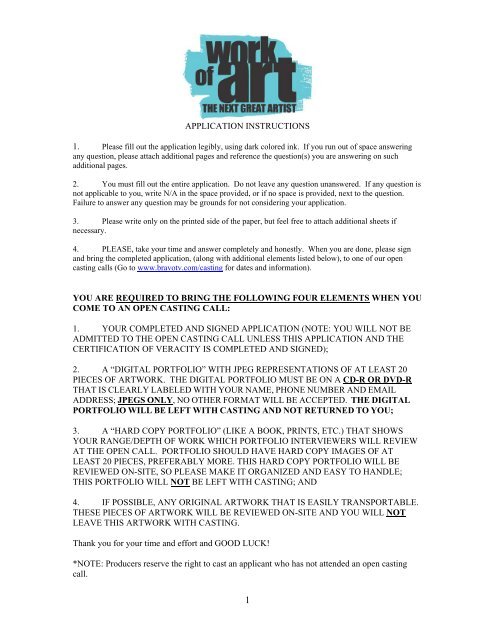 Application Instructions 1 You Are Required To Bravo