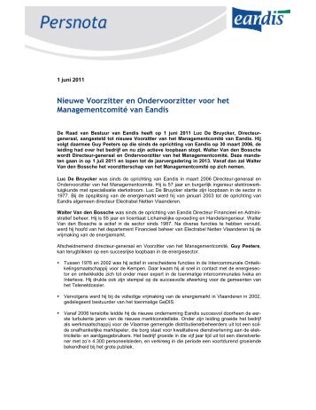 Nieuwe voorzitter en ondervoorzitter voor het ... - Eandis