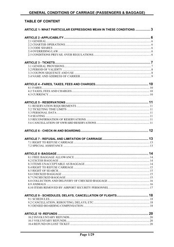 GENERAL CONDITIONS OF CARRIAGE ... - Cyprus Airways