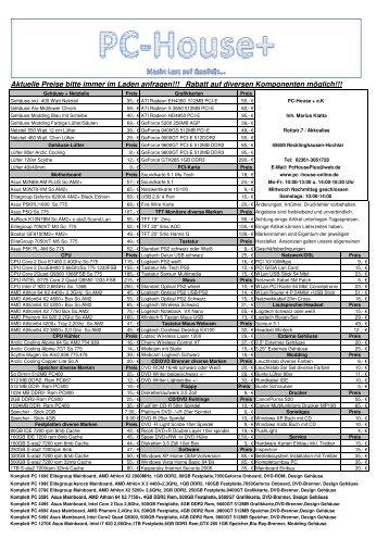 Preisliste 2 - PC House +