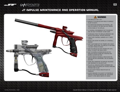 JT Impulse maintenance and operation manual - Paintball Solutions