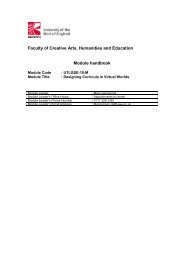 Faculty of Creative Arts, Humanities and Education Module handbook