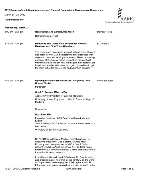 Alumni Relations Agenda PDF - Member Profile - AAMC