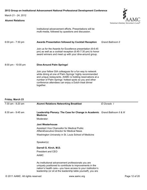 Alumni Relations Agenda PDF - Member Profile - AAMC