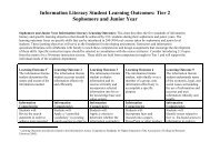 Information Literacy Student Learning Outcomes: Tier 2 Sophomore ...