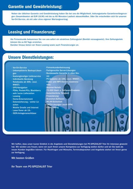 Angebote und Dienstleistungen für ... - PC-Spezialist Trier