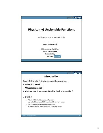 Physical(ly) Unclonable Functions - I. Verbauwhede - Glsvlsi