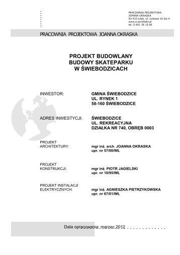 Projekt budowlany - czÄÅÄ architektoniczno - konstrukcyjna