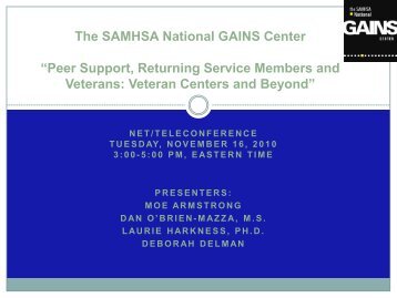 Peer Support, Returning Service Members and Veterans