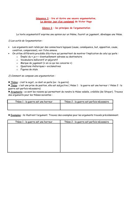 1 Les Outils De L Argumentation 2 Comment Se Compose Une