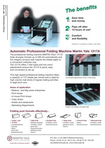 Automatic Professional Folding Machine Martin Yale ... - PC H.AND
