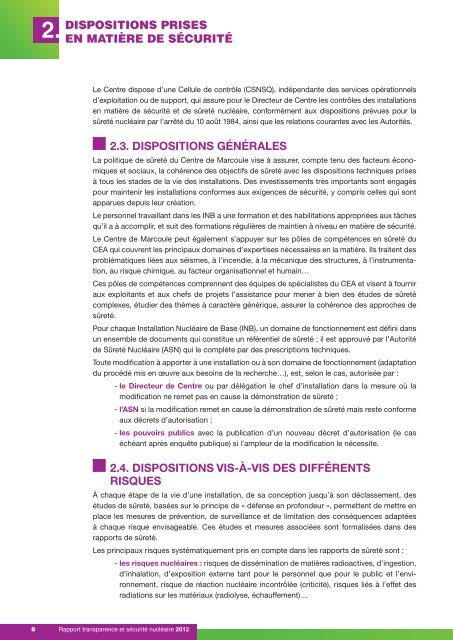 Rapport TSN Marcoule 2012 - CEA