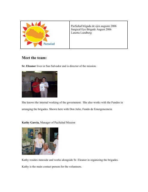 Meet the Team - El Salvador Health Mission