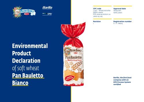 Environmental Product Declaration of soft wheat Pan Bauletto Bianco