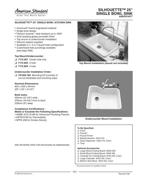 Spec Sheet American Standard