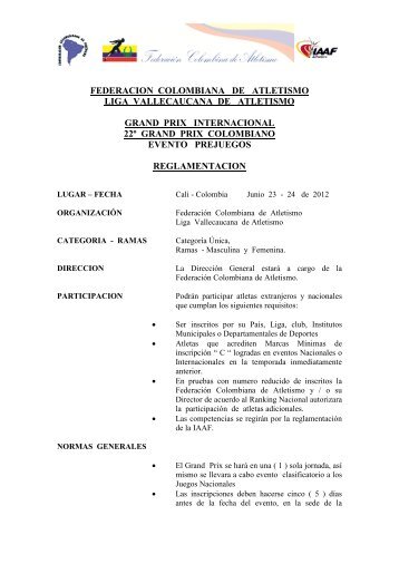 FEDERACION COLOMBIANA DE ATLETISMO - Consudatle