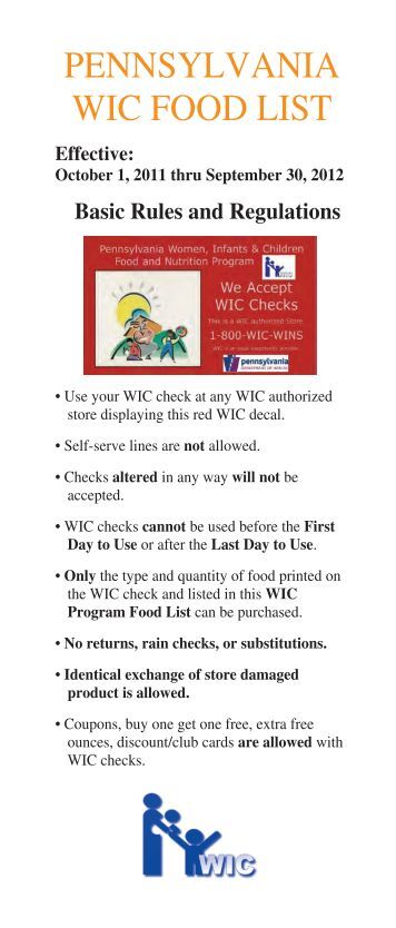 Pa Wic Food List Pa Wic Food List