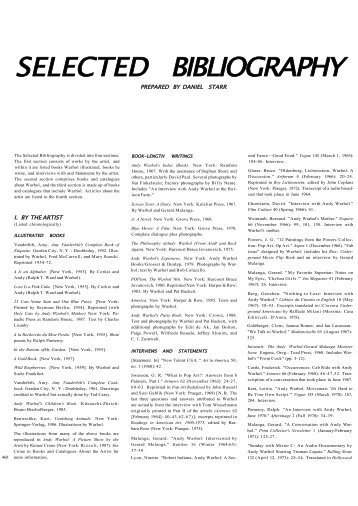 SELECTED BIBLIOGRAPHY - Sitterwerk Katalog