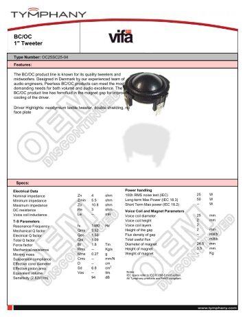 Vifa OC25SC25-04 Datasheet - WES Components