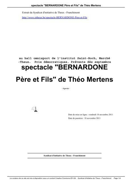 spectacle "BERNARDONE Père et Fils" de Théo Mertens