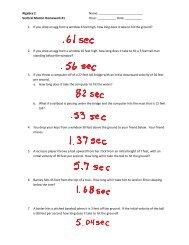 Vertical Motion HW - Lindbergh School District