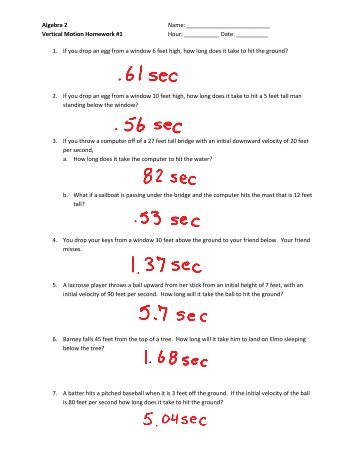 Vertical Motion HW - Lindbergh School District