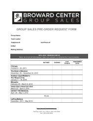 group sales pre-order request form - Broward Center for the ...