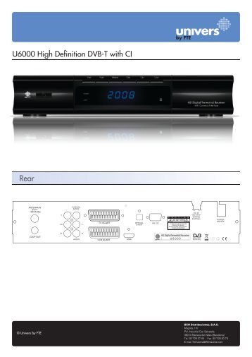 U6000 High Definition DVB-T with CI Rear Rear - Univers by FTE