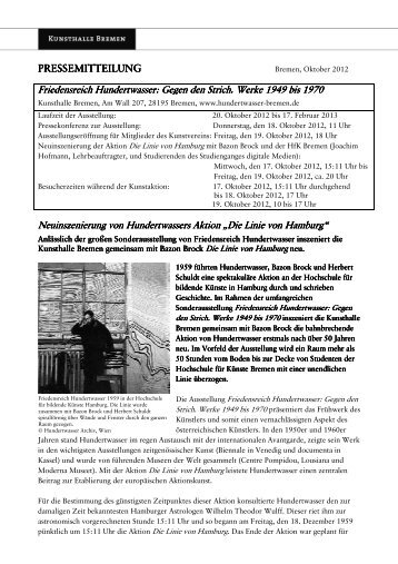 PM_KHB Hundertwasser_Die Linie von Hamburg - Kunsthalle Bremen