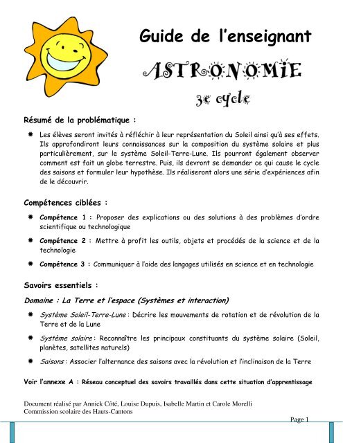 Guide De Lenseignant Science En Ligne