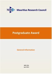 Postgraduate Award - Mauritius Research Council