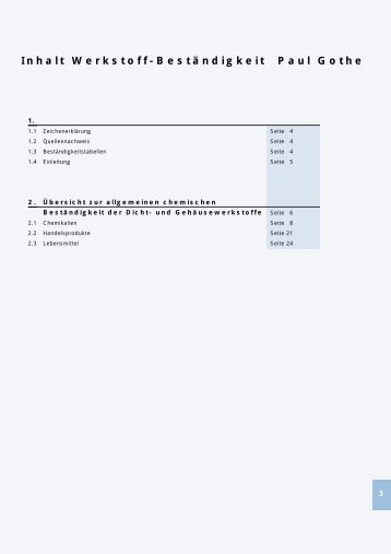 Inhalt Werkstoff-Beständigkeit Paul Gothe - Paul Gothe GmbH