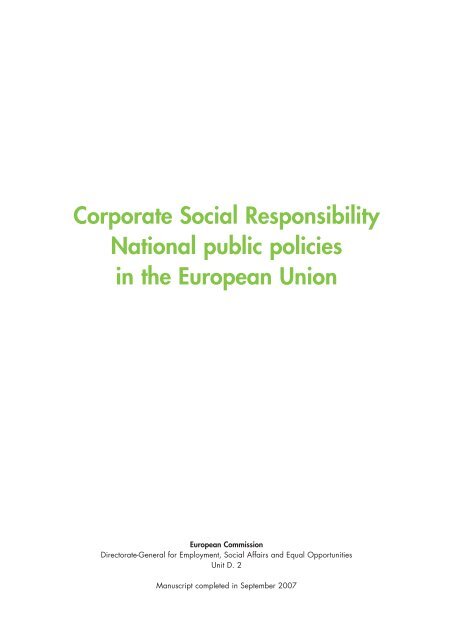 Corporate Social Responsibility National public policies in the ...