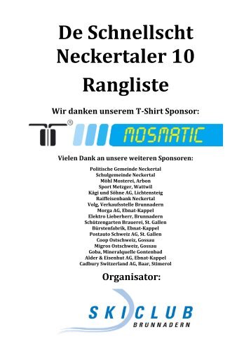 De Schnellscht Neckertaler 10 Rangliste Wir ... - Skiclub Brunnadern