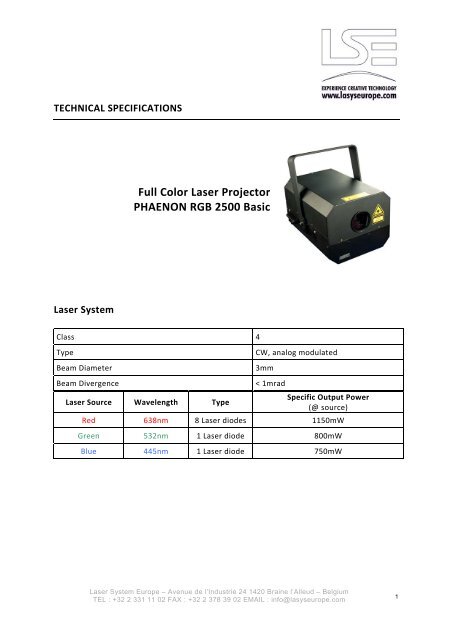 PHAENON RGB 2500 Basic - Laser System Europe