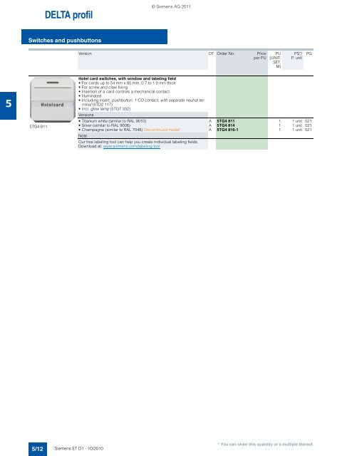 DELTA Switches and Socket Outlets Catalog ET D1 Â· 2011 - Sobel.rs