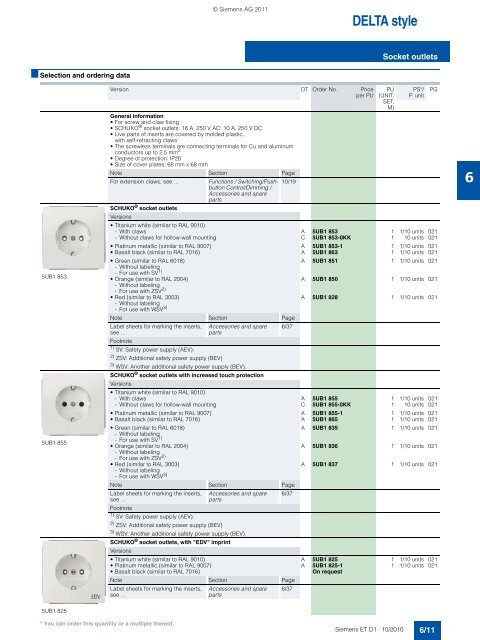 DELTA Switches and Socket Outlets Catalog ET D1 Â· 2011 - Sobel.rs