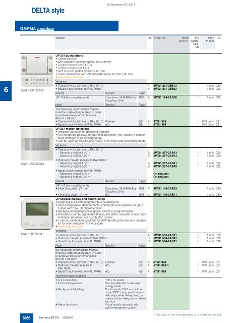 DELTA Switches and Socket Outlets Catalog ET D1 Â· 2011 - Sobel.rs