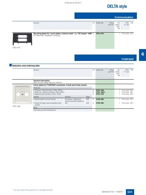 DELTA Switches and Socket Outlets Catalog ET D1 Â· 2011 - Sobel.rs