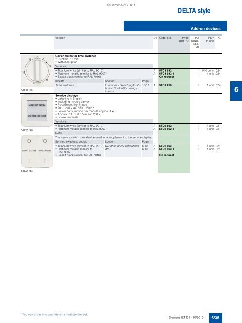 DELTA Switches and Socket Outlets Catalog ET D1 Â· 2011 - Sobel.rs