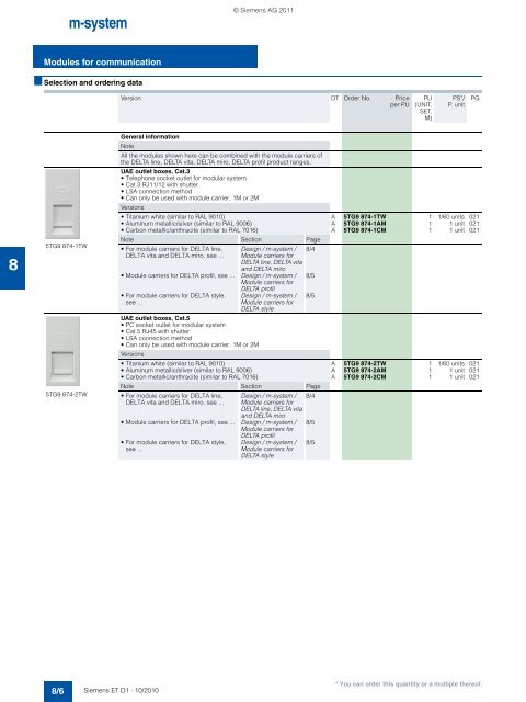 DELTA Switches and Socket Outlets Catalog ET D1 Â· 2011 - Sobel.rs